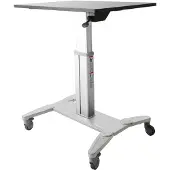 StarTech.com Startech Mobile Standing Desk, Portable Sit Stand Ergonomic Height Adjustable Cart on Wheels, Rolling Computer/Laptop Workstation Table w/ Locking One-Touch Lift for Teachers/Student - Mobile Compute