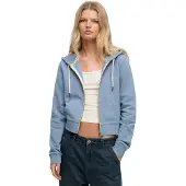 Superdry for woman. W2012286A Essential Logo Cropped blue sweatshirt (XS), Casual, Cotton