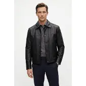 BOSS for man. 50562532 Joban Black Leather Jacket (50), Casual