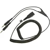 Jabra -kabel med QD-kontakt til 2x3,5 mm-kontakt, spiralformet, 0,5–2 m