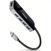 Axagon HMC-6H4A USB-hub, 4x USB-A + HDMI, USB-C 3.2 Gen 1, PD 100W - 20 cm USB-C-kabel