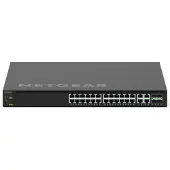 Netgear M4350-24M4X4V - Switch - L3 - Styrt - 24 x 100/1000/2.5G (PoE++) + 4 x 100/1000/2.5G/5G/10G (PoE++) + 4 x 25 Gigabit SFP28 - front til baks...