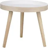 24hShop Rundt sidebord Ø40 x 36 cm / avlastningsbord / småbord / lite salongbord / natur og hvitt