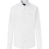 Hackett London for man. HM3010753 solid textured tailored fit white shirt (M), Casual, Cotton, Classic, Long sleeve
