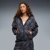 Puma Sport Relaxed Animal Printed Full-Zip Jacket Women, Clothing, Inky Depths, M