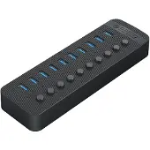 ORICO CT2U3-10AB 10-porters USB-A 3.0-hub med brytere – svart
