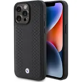 BMW Skinnveske med diamantmønster for iPhone 15 Pro - svart