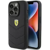 Ferrari Quiltet metallogoetui for iPhone 15 Pro - svart