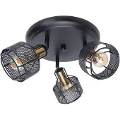 Näve Rund taklampe Foro, 3 lyskilder, svart/gull