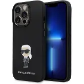 Karl Lagerfeld Silikon Ikonik Metall Pin-etui for iPhone 15 Pro - svart