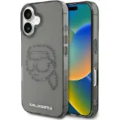 Karl Lagerfeld IML Rhinestones Karl Head Case for iPhone 16 Svart