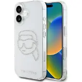 Karl Lagerfeld IML Rhinestones Karl Head Case for iPhone 16 Clear
