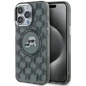 Karl Lagerfeld IML Monogram Karl & Choupette Head MagSafe iPhone 15 Pro-etui - svart