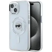 Karl Lagerfeld IML Metall Karl Head MagSafe-etui i metall for iPhone 15 Plus Hvit