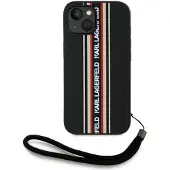 Karl Lagerfeld Saffiano Athleisure Stripes Cord iPhone 15-etui - Rød