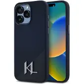 Karl Lagerfeld MagSafe-etui i silikon med metallskygge og initialer for iPhone 15 Pro Max Black