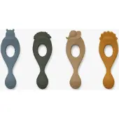Liewood Skjeer - Silikon - Liva - 4-pack - Safari/Blue Multi Mix - - OneSize - Bestikk