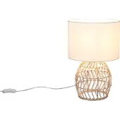Reality Bordlampe Rike, rottingfot og stoffskjerm