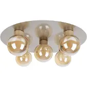 Näve Taklampe Donika, 5 lyskilder rund, glass, stål, ravfarget, G9