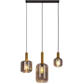 Näve Hengelampe Fumo, røykglass, 3 lyskilder, lineær