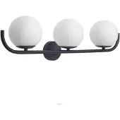 Forlight vegglampe Sfera Triple, svart, glass, bredde 58 cm