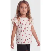 Kids Only Fina Bluse Volume Fit Tofu Strawberry (104 / 4 år)