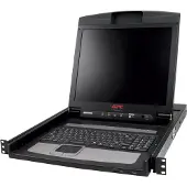 APC LCD Console - KVM-konsoll - 17 - kan monteres i rack - 1280 x 1024 @ 75 Hz - svart - 1U - for P/N: SMTL2K2RM2UCLNC, SMTL3KRM2UCLNC, SRT5KRMXLT-A, SRT6KRMXLT-A, SRT8KRMXLT-A