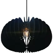 Nordlux Pendellampe Hazo, Ø 65 cm, svart, tre