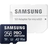 Samsung PRO Ultimate MB-MY256SA - Flashminnekort (SD-adapter inkludert) - 256 GB - A2 / Video Class V30 / UHS-I U3 - microSDXC UHS-I - blå
