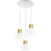FABAS LUCE LED-hengelampe kino, 3 lyskilder, rund, hvit, glass, dimmer