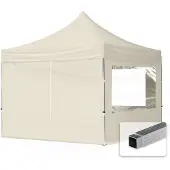TOOLPORT 3x3 m aluminium, pop up partytelt, 4 sidepaneler, creme