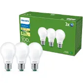 Philips LED-lyspære Ultra Efficient A60 7,3W/827 (100W) Frosted 3-pack E27