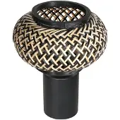 Steinhauer Bordlampe Bloeba, svart, flettet bambus, Ø 22,5 cm