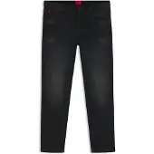 HUGO for man. 50517492 Tapered fit jeans in deep black stretch denim (32/34), Casual, Organic Cotton, Sustainable