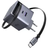 UGREEN Nexode X615 lader 65 W / GaN-lader med uttrekkbar USB-C-kabel og 3 utganger
