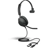 Jabra Evolve2 40 SE UC Mono - Hodesett - on-ear - kablet - USB-C, USB-A - lydisolerende - Optimert for UC