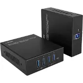 Lindy 43410, Sender og Mottaker, Koblet med ledninger (ikke trådløs), 100 m, Cat6a, Svart, Metall