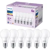 Philips LED-lyspære Standard 4.9W/827 (40W) Frosted 6-pack E27
