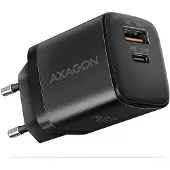 Axagon ACU-PQ20 - Strømadapter - 20 watt - 3 A - PD 2.0, PD 3.0, QC 2.0, QC 3.0, QC 4.0+, Huawei Fast Charge, SCP, PD/PPS, AFC, PE+, PE 2.0+ - 2 utgangskontakter (USB-type A, USB-C) - svart