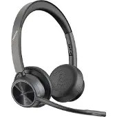 Poly Voyager 4320-M - Voyager 4300 UC series - hodesett - on-ear - Bluetooth - trådløs, kablet - USB-C - svart - Certified for Microsoft Teams, ...