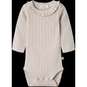 Name it Lil' Atelier Body I/e - NbfRachel - Gråmorn m. Hullmønster - - 2 år (92) - Langermet Body