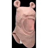Huttelihut Balaclava - Ull/Bomull - 2-lags - Plys - Rose Melange - - 0-1 år (50-80) - Balaclava - dobbel