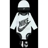 Nike Kids Gaveeske - Barnetøfler/Lue/Body I/e - Futura - Hvit m. Svar - - 0-6 md - Langermet Body