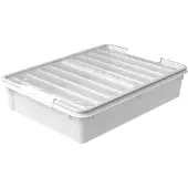 Orthex Bedroller 60991 oppbevaringsboks 60 liter med hjul, hvitt/klart lokk