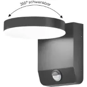 CMD LED-vegglampe 9083, sensor, antrasitt, 16 cm, CCT, IP54