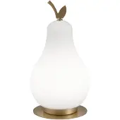 FABAS LUCE Wilma LED-bordlampe, messing/hvit, pæreformet, dimbar