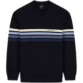 Armani Exchange for man. XM002424AF11960MB571 Navy striped knit sweater (M), Casual, Cotton
