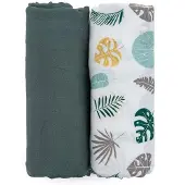 Petite&Mars Misty bambusmuslin smekker, 2-pk | grønn
