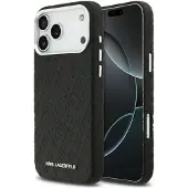 Karl Lagerfeld iPhone 17 Pro Max Grained Repeated Logo MagSafe-deksel - Svart