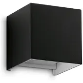 Ideal Lux utendørs vegglampe Atom, svart, 10 cm, metall